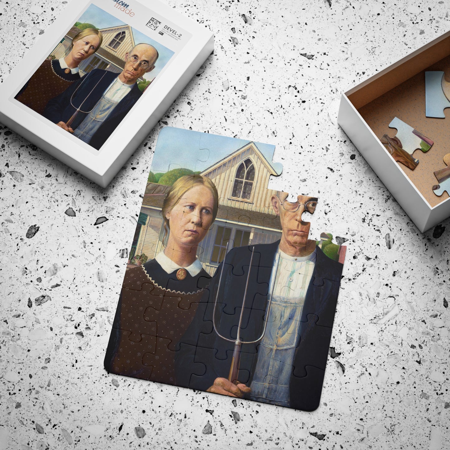 Kids, American Gothic, Grant Wood, Art, Gift, Modernism, Puzzle, 30-Piece, Educational, Classroom, Teacher, History