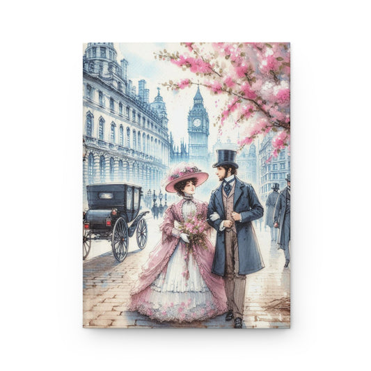 Cherry Blossom Journal, Diary, Notebook Stationery, London UK Gift, Victorian Hardcover Matte
