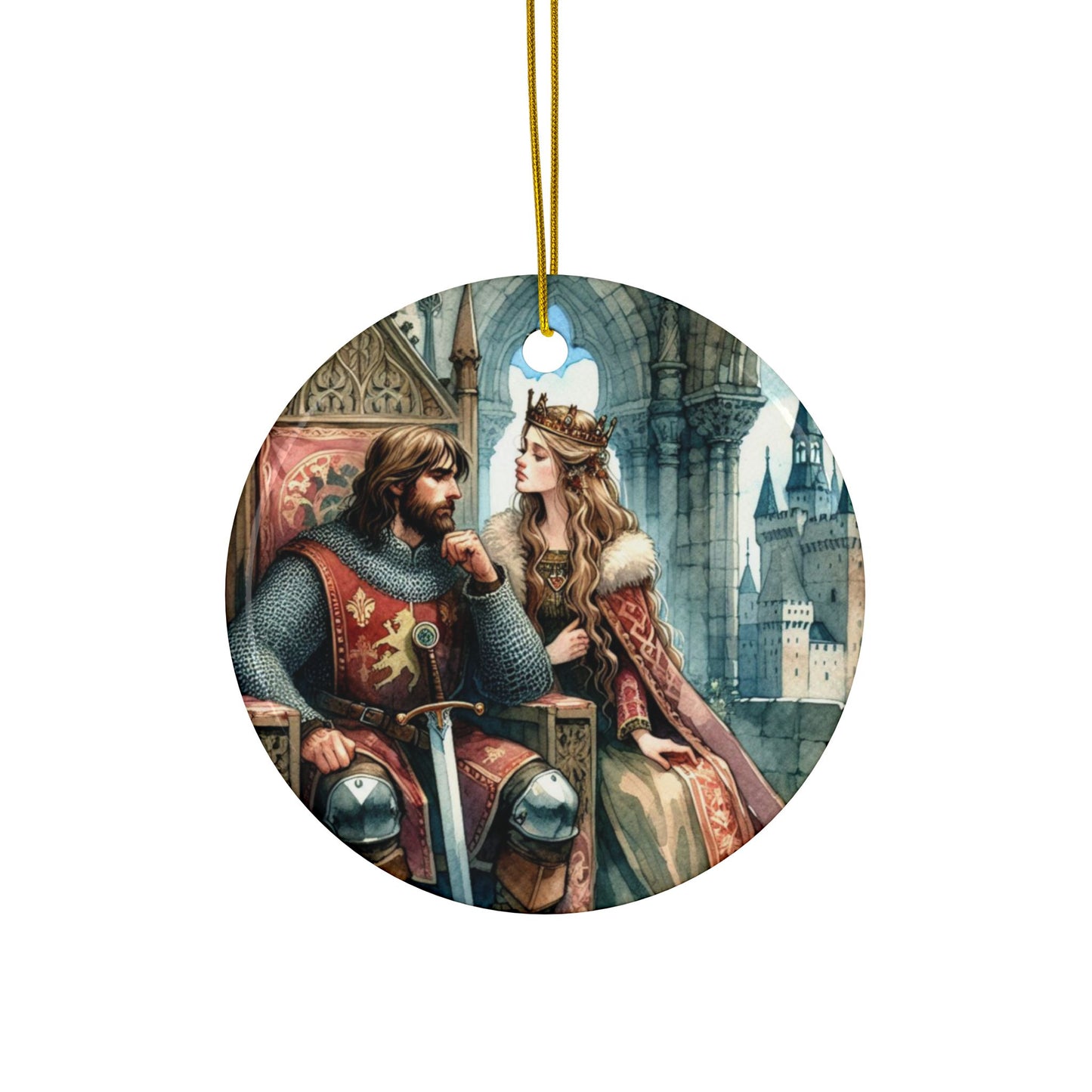 King Arthur, Guinevere, Camelot, Knights, Medieval, Christmas, Holiday Tree, Gift, Tag, Ceramic Ornaments, Double-Sided