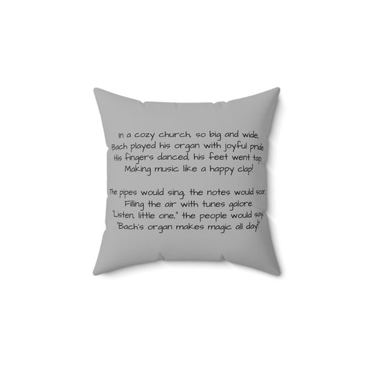 Bach Organ Music Library Square Pillow - Classical Music Home Decor, Teacher Gift, Kids Room Decoration, Gift for Music Lover, Classroom