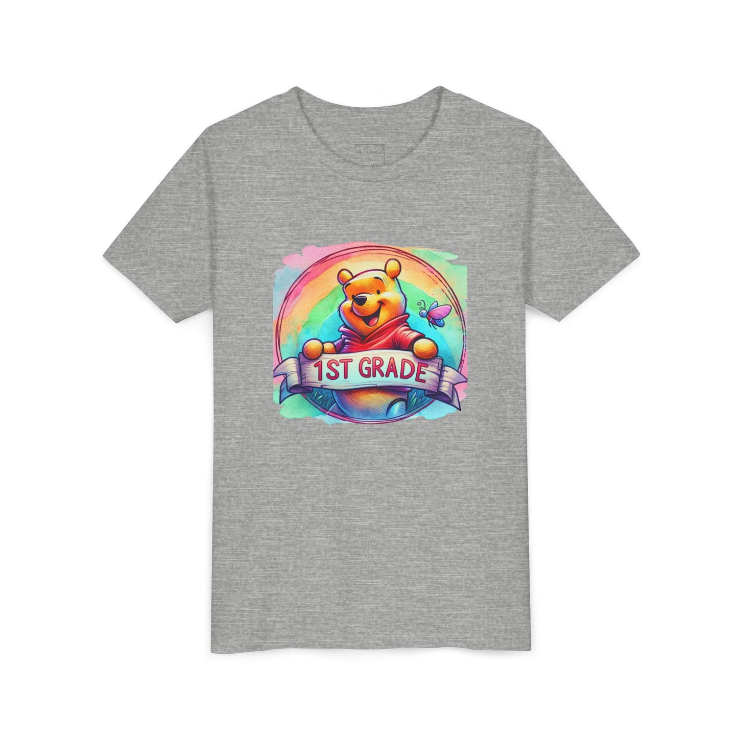 1st Grade Rainbow Winnie the Pooh Bear Youth Tee, Cute Kids Shirt, Back to School Apparel, Birthday Gift, Fun Summer Wear, Classroom Tee,