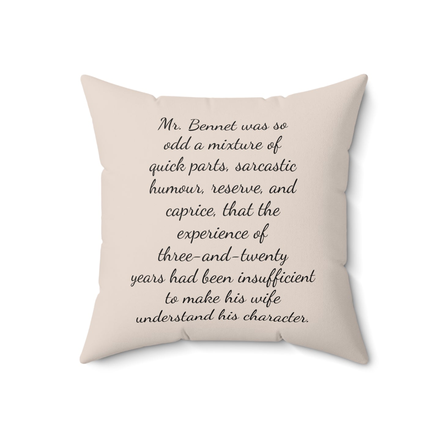 Literary Square Pillow, Pride and Prejudice Regency Quote, Jane Austen Fan Gift, Mr Bennett Family Pillow, Austenite Home Decor