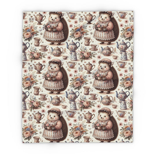 Arctic Fleece Blanket, Mrs Tiggy-Winkle Hedgehog, Beatrix Potter Inspired, Cozy Throw, Winter Home Decor, Cute Animal Blanket