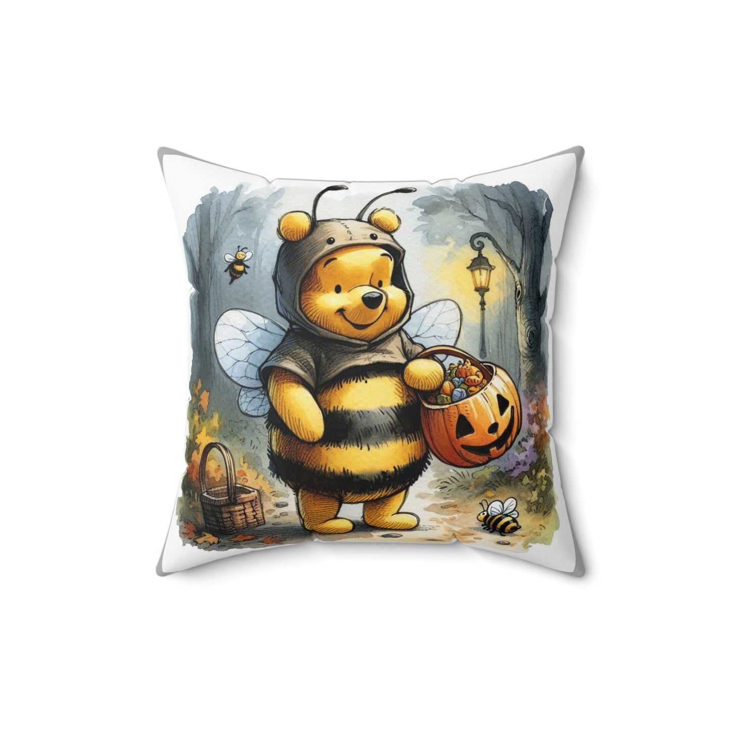Halloween Pillow, Cozy Cushion, Halloween Decor, Fall Home Accent, Gift for Kids, Bee Costume Decor, Spun Polyester Square Pillow