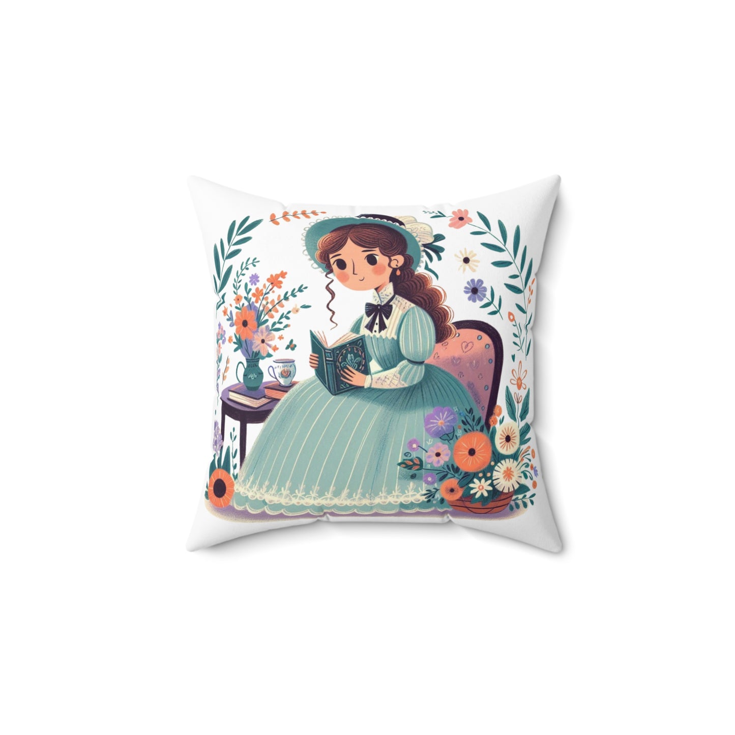 Literary Pillow, Louisa May Alcott, Little Women, Whimsical Home Decor, Book Nook, Library Cushion, Writer Gift, Spun Polyester Square