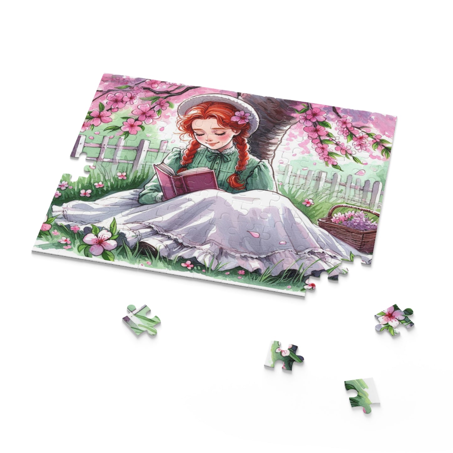 Jigsaw Puzzle, Anne of Green Gables Charming Floral Scene Puzzle, 120-500 Pieces, Perfect Gift for Puzzle Lovers, Springtime Indoor