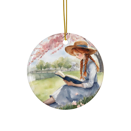 Anne of Green Gables Decorative Ceramic Ornaments - LM Montgomery Double-Sided Gift, Spring Christmas Tree Decoration