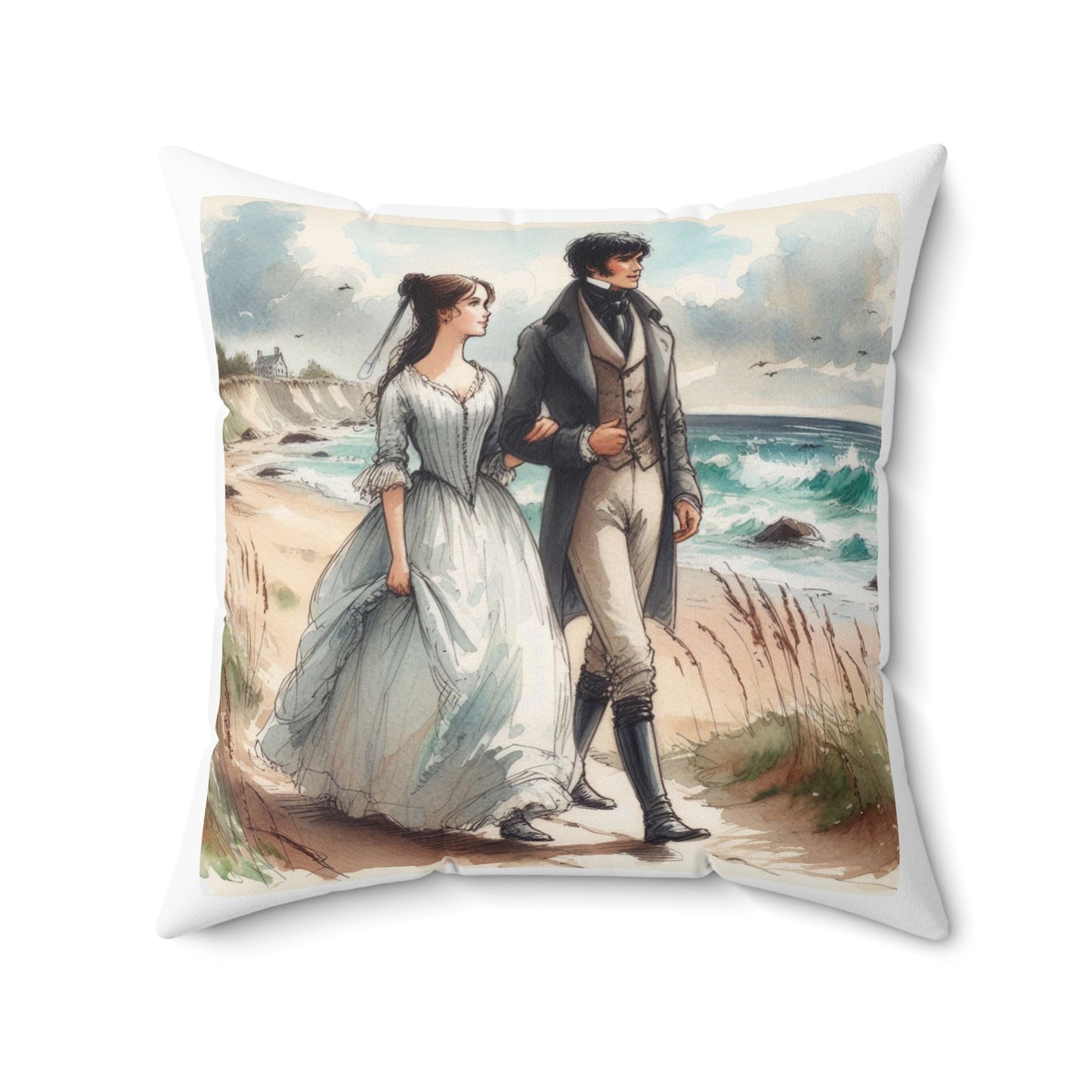 Literary Cushion, Edgar Allan Poe Pillow, Annabel Lee Poetry Gift, Book Nook Decor, Library Throw Pillow, Spun Polyester Square Cushion