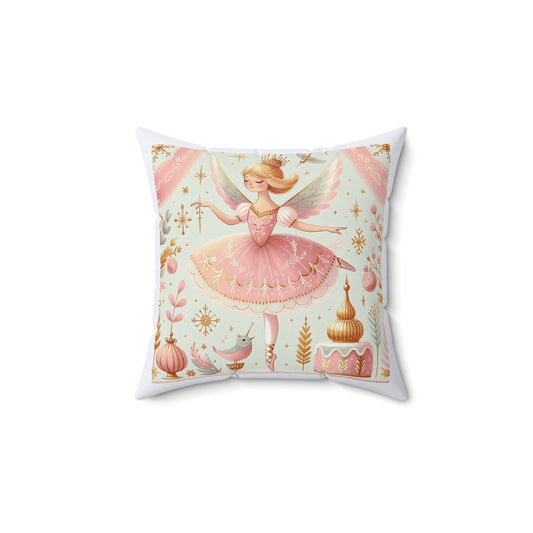 Christmas Nutcracker Ballet Sugar Plum Fairy Poem Decor Square Pillow, Holiday Cushion, Festive Home Accent, Pillow Cover, Cushion