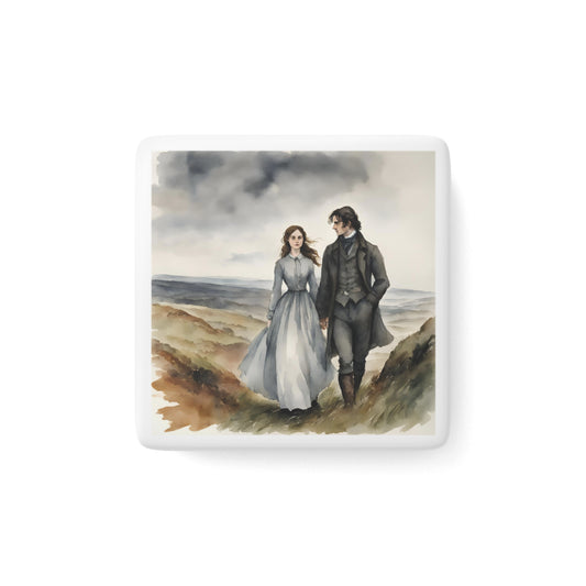 Gothic Literature Porcelain Magnet - Emily Bronte Wuthering Heights Square Stocking Stuffer Gift