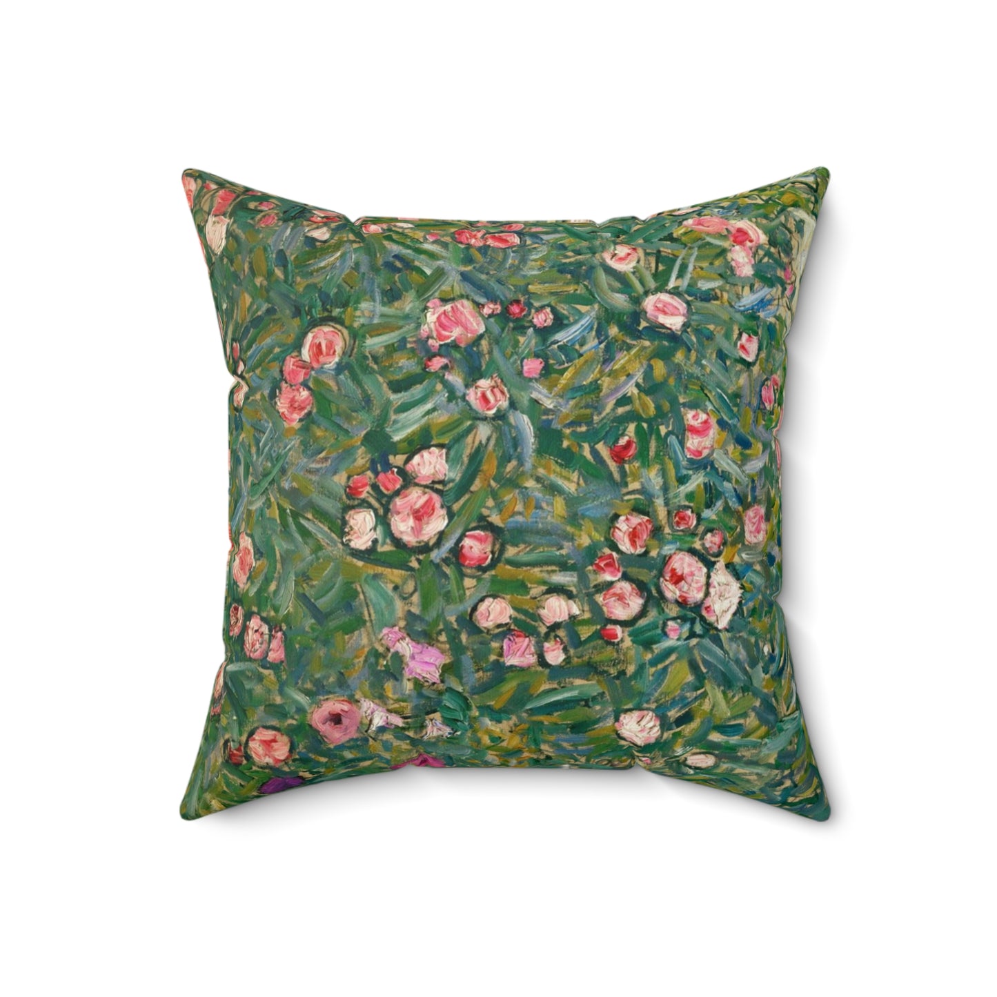Gustav Klimt, Italian Garden, Roses,  Square Pillow, Art, Artist, Painting, Museum, Gift