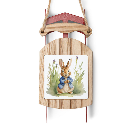 Peter Rabbit, Beatrix Potter, Sled, Ornament, Gift, Stocking Stuffer, Literary Ornament, Holiday, Christmas