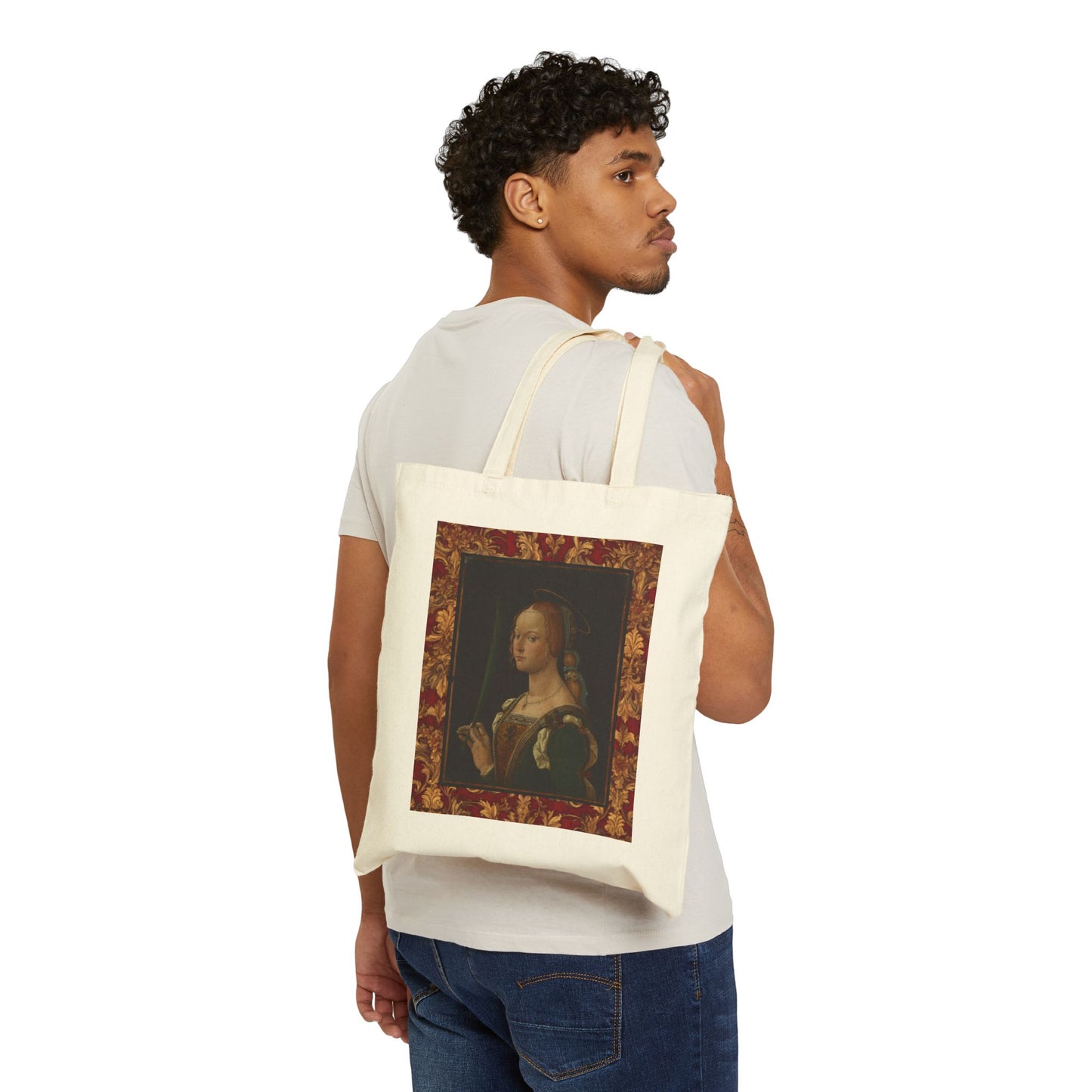Portrait of a Woman, Saint Justina of Padua,  Art, Italian, Renaissance, Bartolomeo Montagna (Bartolomeo Cincani), Cotton Canvas Tote Bag
