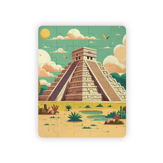 Geography Kids' Puzzle, 30-Piece with Chichén Itzá and Mayan Design - Educational Toy, Yucatan Mexico Puzzle, Seven Wonders of the World