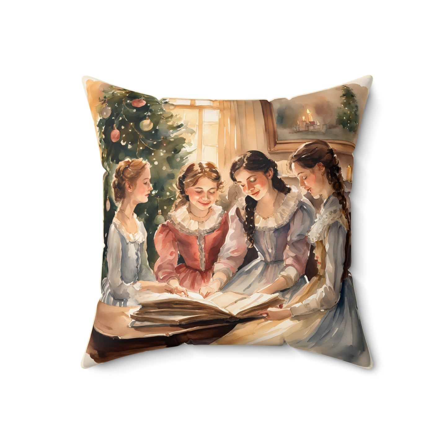 Little Women, Louisa May Alcott, Christmas, Holiday, Gift, Literary Pillow, Square Pillow