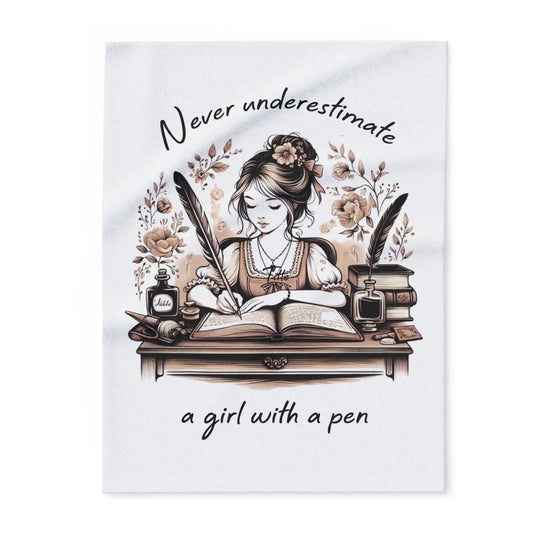 Arctic Fleece Blanket, Writer Gift, Author Throw, Motivational Home Decor, Book Lover Gift, Never Underestimate a Girl