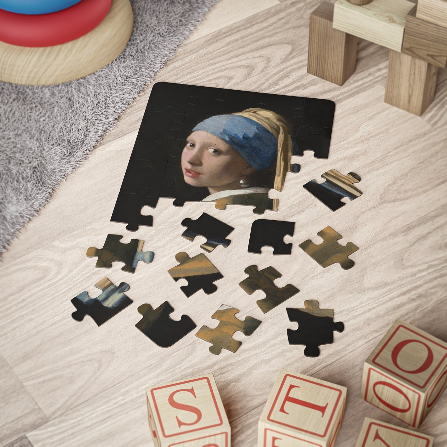 Kids' Puzzle, 30-Piece - Vermeer Girl with a Pearl Earring Educational Gift, Art History Teacher Classroom Activity, Children Jigsaw Fun,