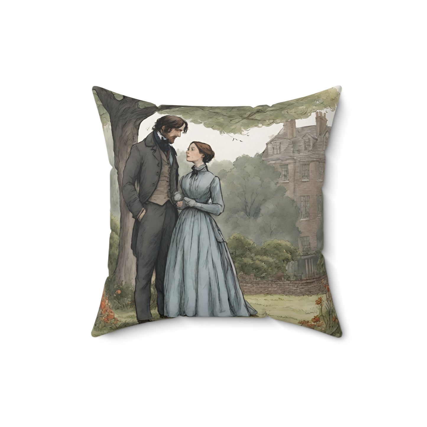 Jane Eyre, Charlotte Bronte, Book, Victorian, Gothic, Square, Pillow, Bedding, Home Decor, Book Nook, Library, Librarian, Gift