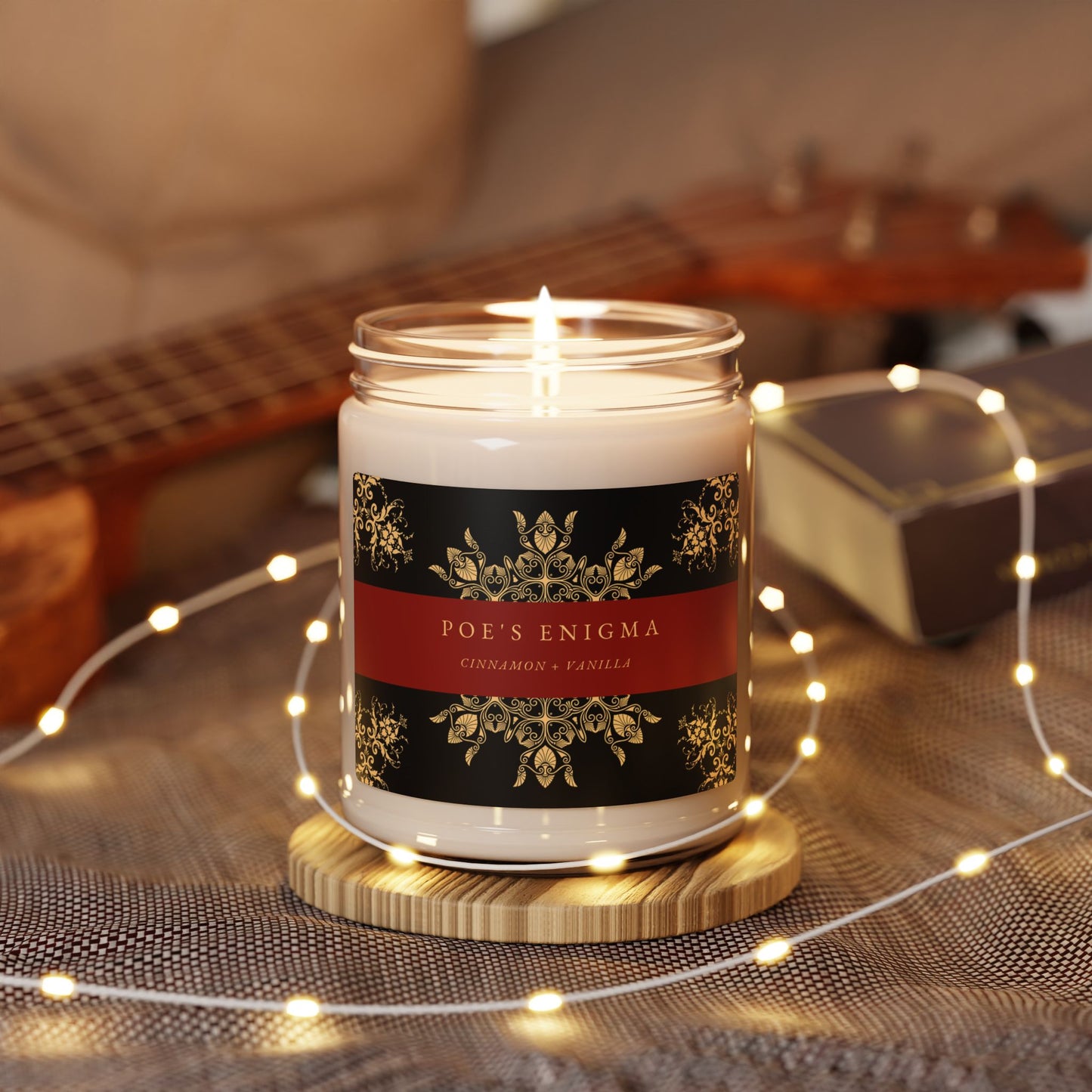 Poe's Enigma, Edgar Allan Poe, Cinnamon and Vanilla, Scented, Literary Candle, Poetry, Book Nook, Library, Gothic Candle, Soy Candle, 9oz