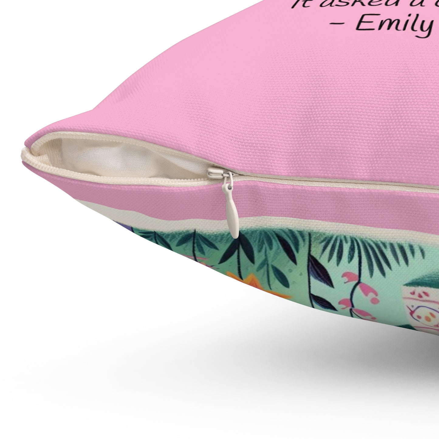 Poetry Pillow, Emily Dickinson Inspired, Hope is a Thing with Feathers, Whimsical Decor, Kids Room Accessories, Book Lover Gift, Library