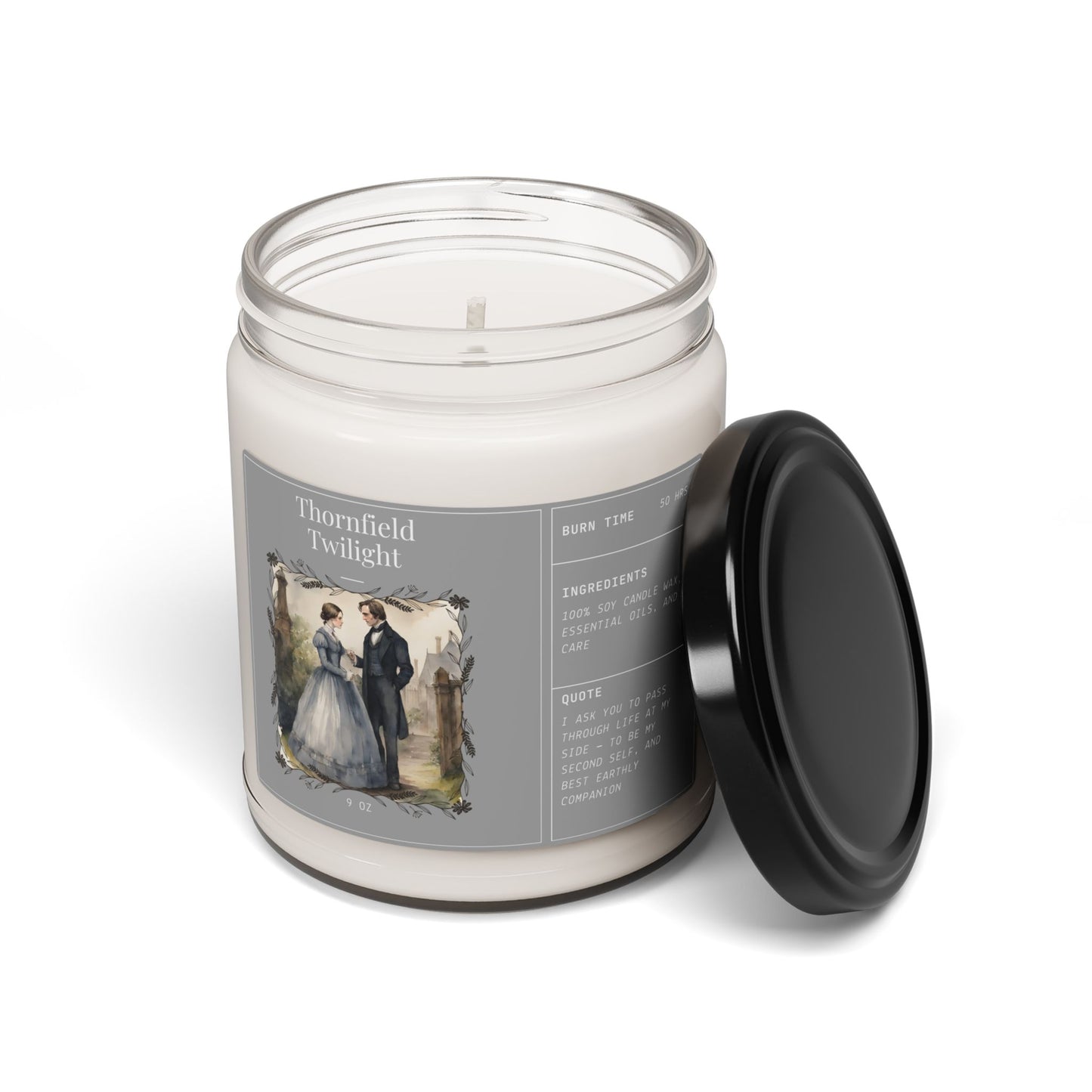 Jane Eyre, Edward Rochester, Charlotte Bronte, Bookworm, Reader, Gift, British Author,  Scented Soy Candle, 9oz