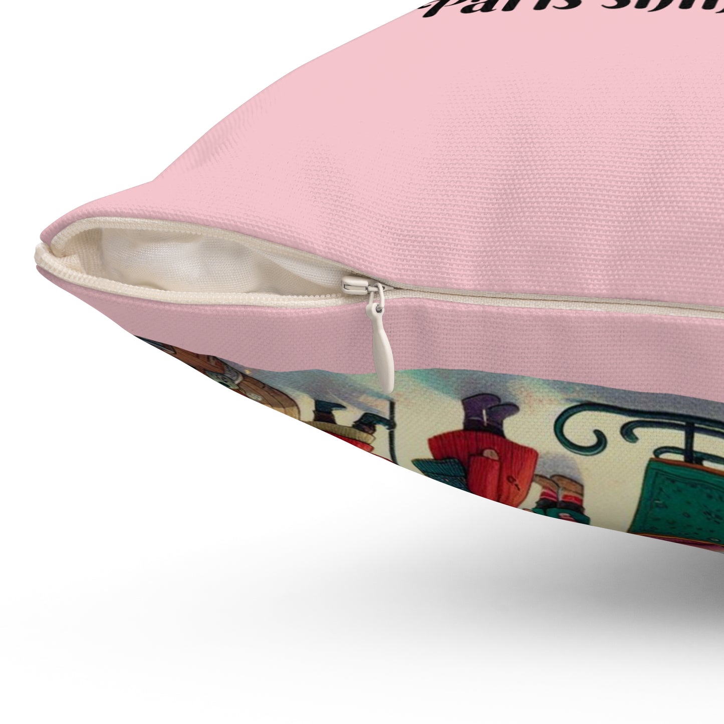 Paris Christmas France Holiday, Cushion, Decor, Book Nook, Kids, Library, Bedding, Square Pillow