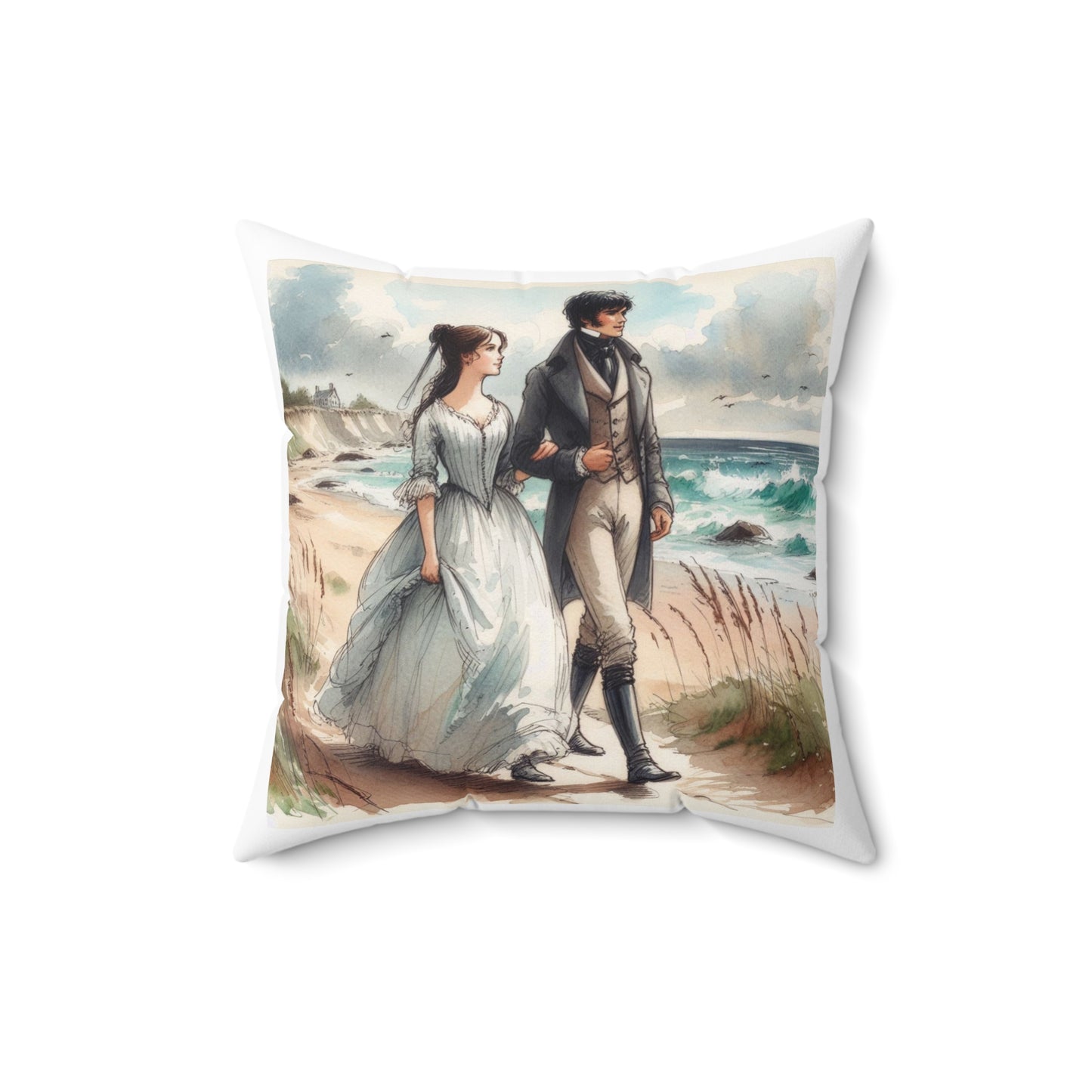 Literary Cushion, Edgar Allan Poe Pillow, Annabel Lee Poetry Gift, Book Nook Decor, Library Throw Pillow, Spun Polyester Square Cushion