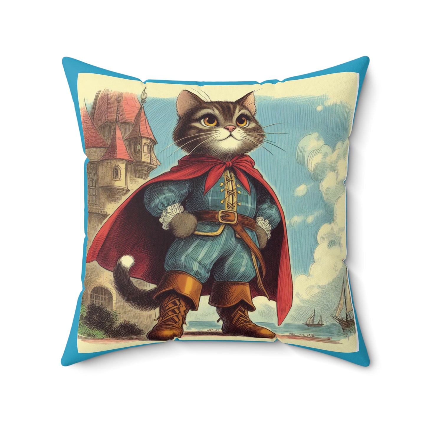 Puss in Boots, Square Pillow, Literary Pillow, Library, Book Nook, Reading Corner, Classroom, Teacher, Gift, Fairytale