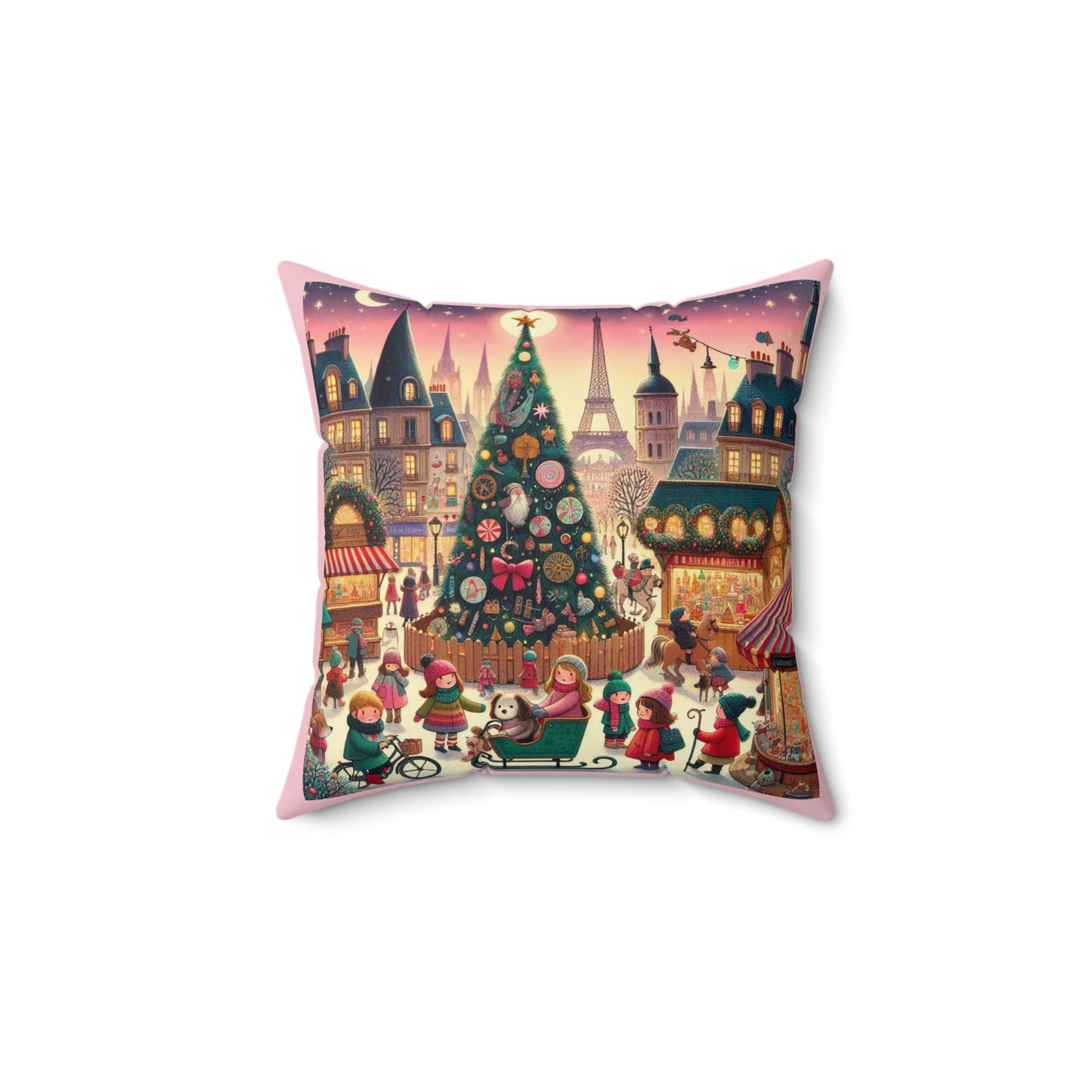 Paris Christmas France Holiday, Cushion, Decor, Book Nook, Kids, Library, Bedding, Square Pillow