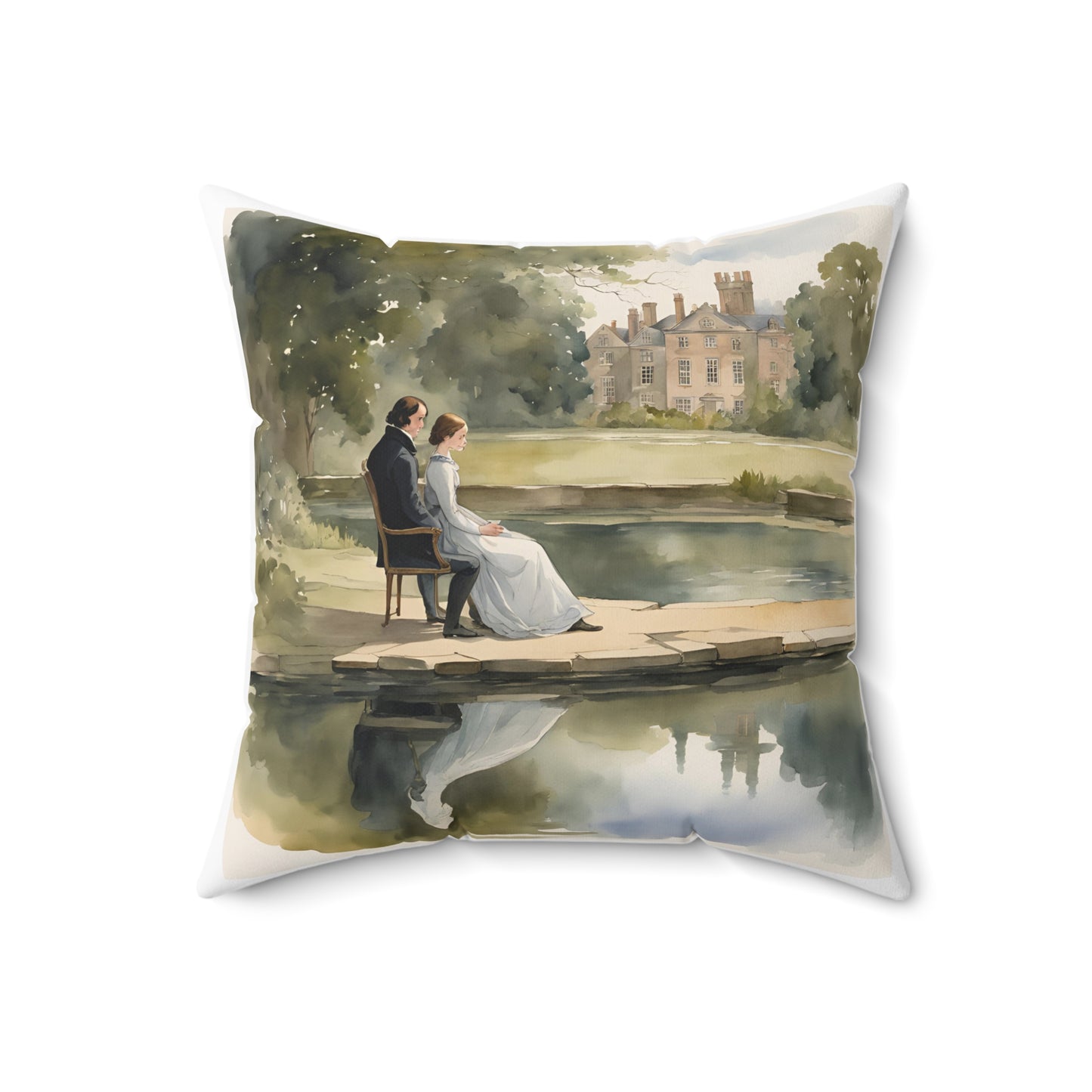 Literary Cushion Pillow, Jane Eyre Rochester Charlotte Bronte, Book Nook Gift, Library Decor, Square Pillow, Home Accent