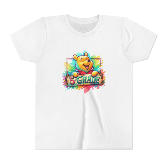 Colorful Kids Tee with 5th Grade Winnie the Pooh Bear Design | Youth T-Shirt | Back to School T-Shirt