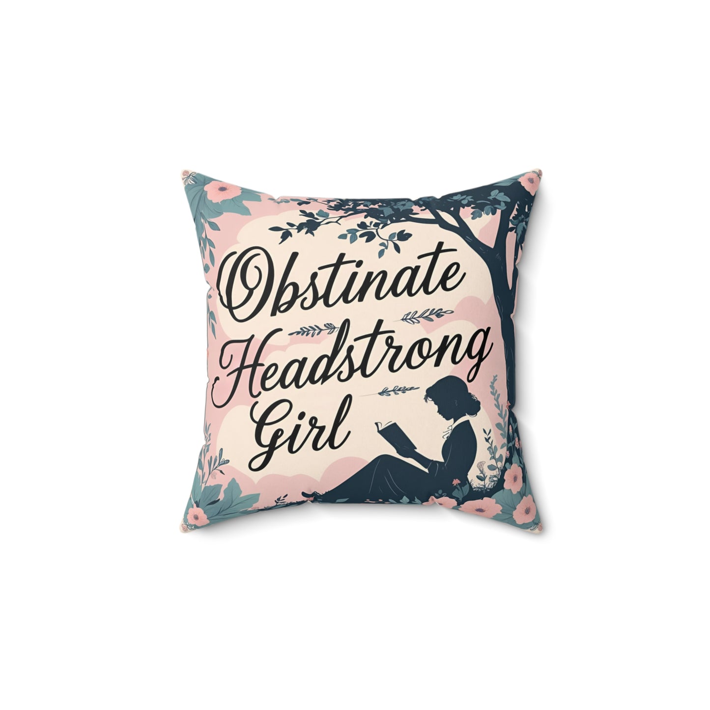 Literary Pillow, Bookish Decor, Jane Austen Pride and Prejudice Cushion, Regency Library, Gift, Obstinate Headstrong Girl, Literary Art
