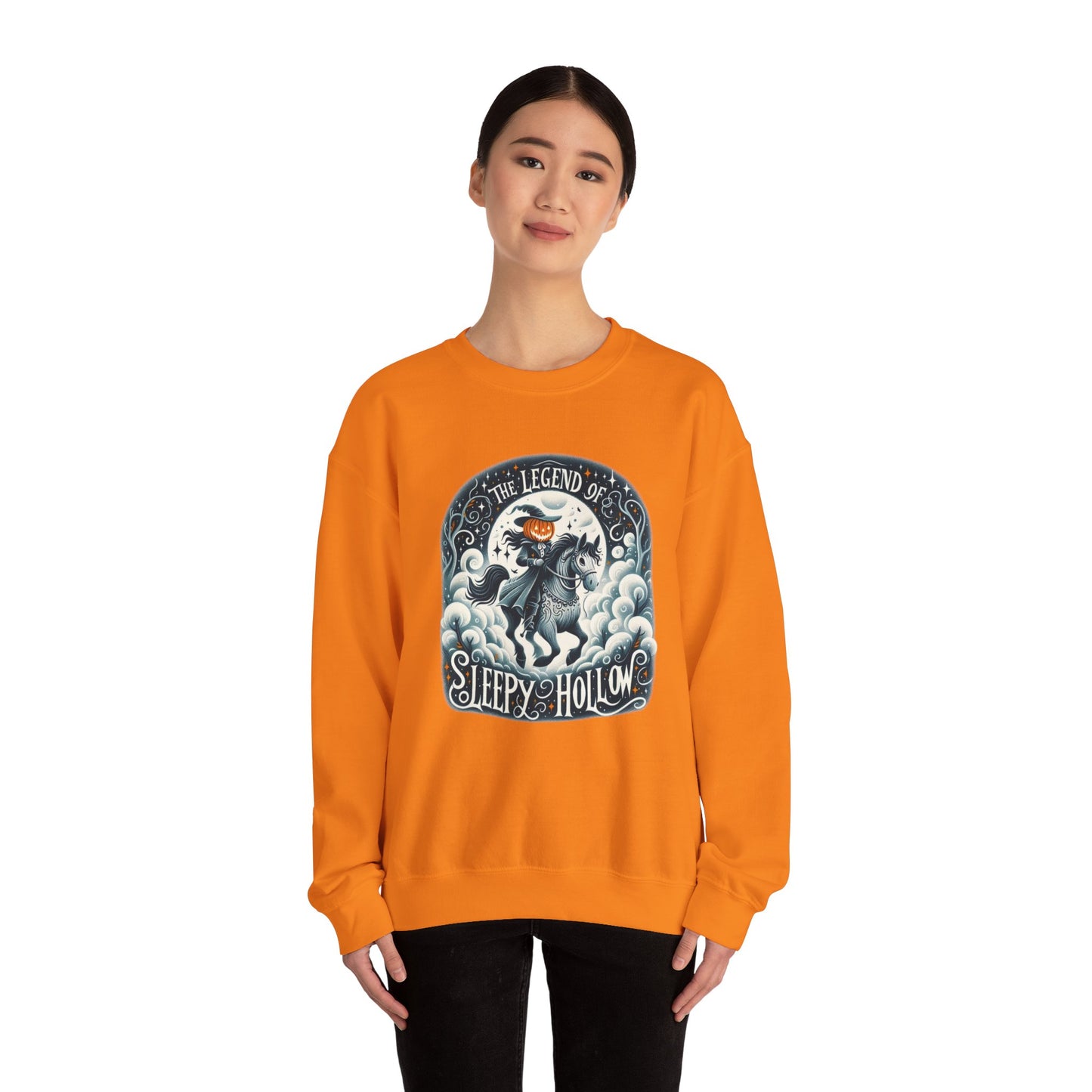Legends of Sleepy Hollow Crewneck Sweatshirt, Halloween Fall Apparel, Pumpkin Design, Spooky Gift, Cozy Unisex Sweatshirt