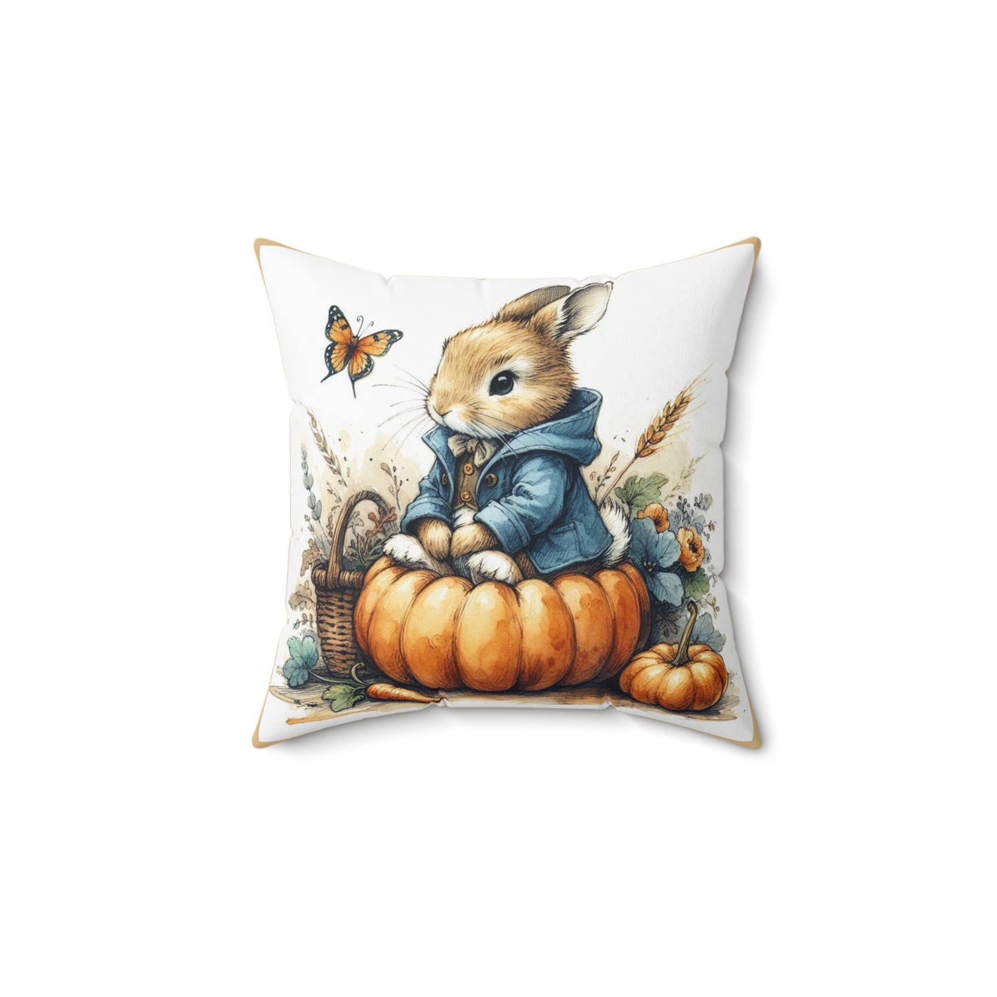 Peter Rabbit, Beatrix Potter Pumpkin Pillow | Cozy Autumn Home Decor, Cute Fall Accent, Gift for Rabbit Lovers, Seasonal Cushion, Nursery