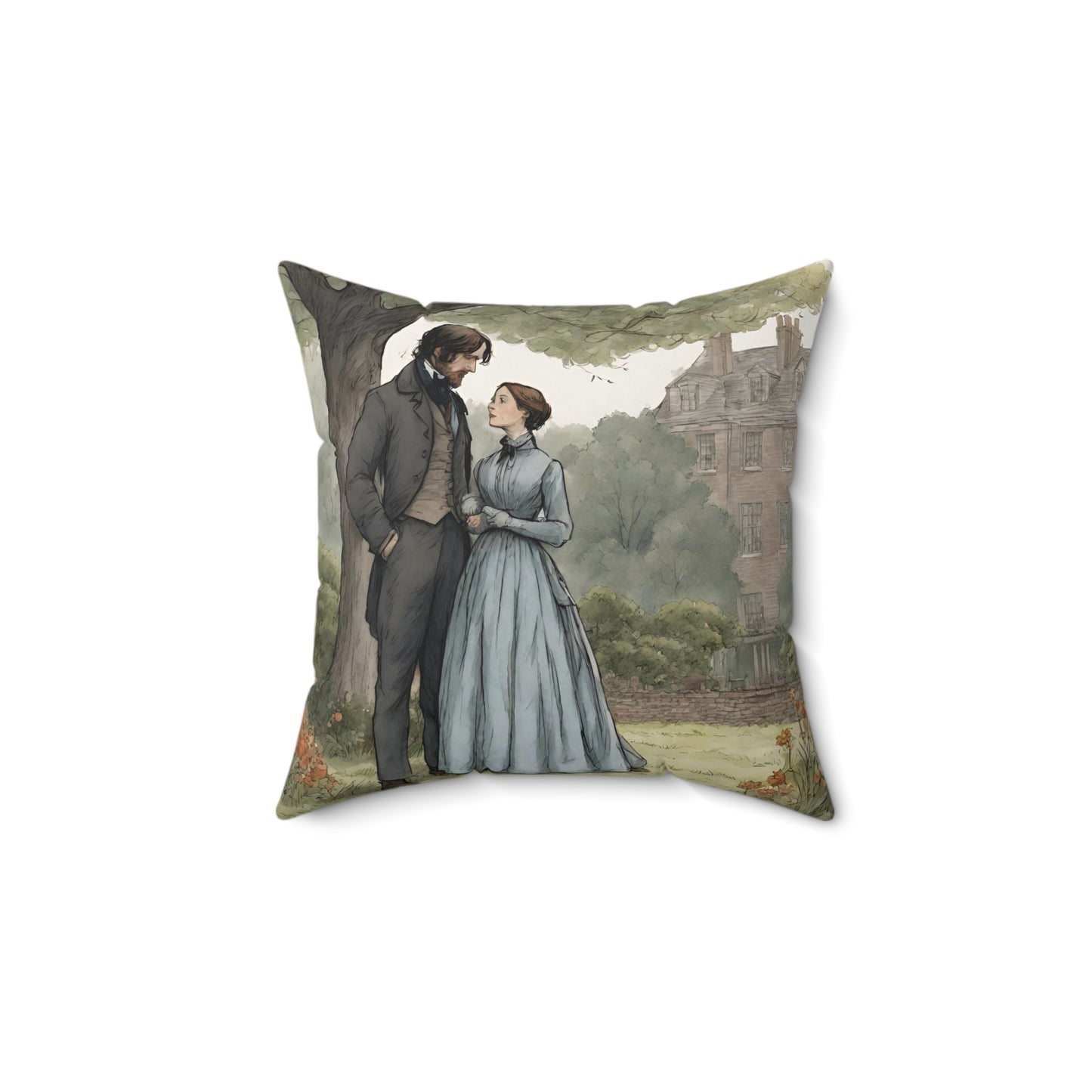 Jane Eyre, Charlotte Bronte, Book, Victorian, Gothic, Square, Pillow, Bedding, Home Decor, Book Nook, Library, Librarian, Gift