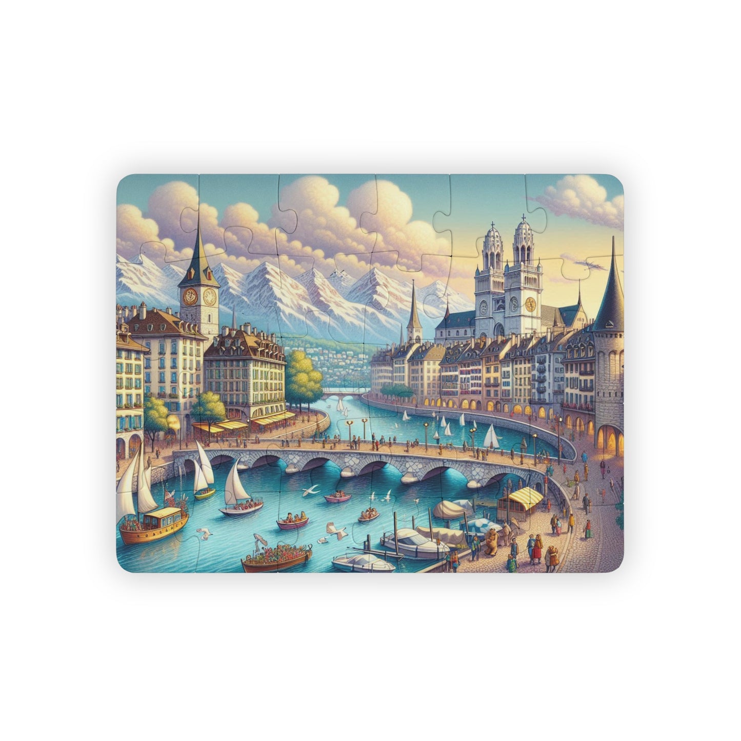 Kids Puzzle, Geneva Switzerland Geography Educational Game Gift, 30-Piece, Children's Puzzle, Fun Learning Activity, Geography Toy, Jigsaw