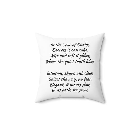 Chinese Zodiac Year Snake Spun Polyester Square Pillow - Asian Lunar New Year Gift, Decorative Cushion, Home Accent, Zodiac Animal Throw