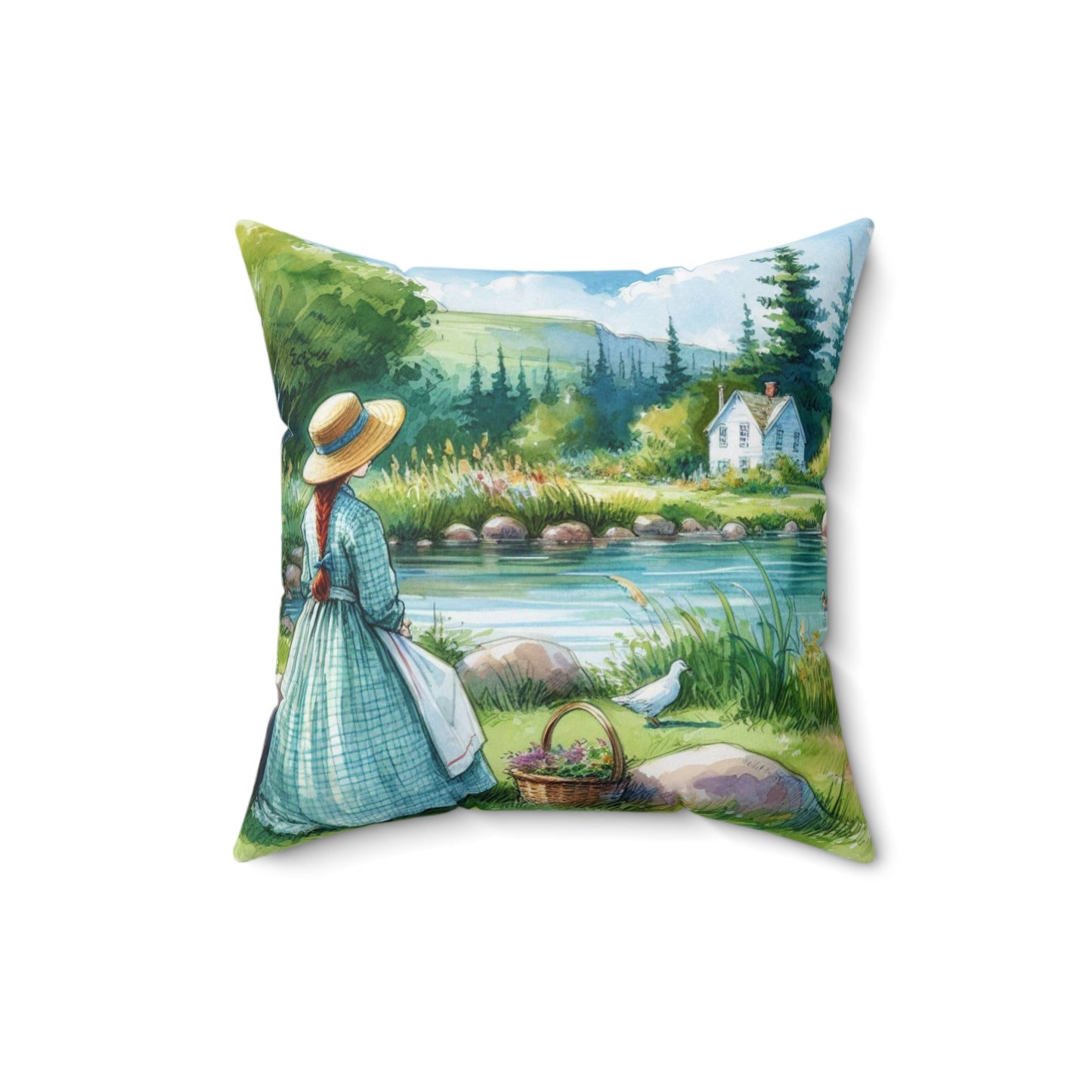 Literary Pillow, Anne of Green Gables, Spring Summer Decor, Book Nook, Library, Lucy Maud Montgomery, Lake of Shining Waters, Spun Polyester