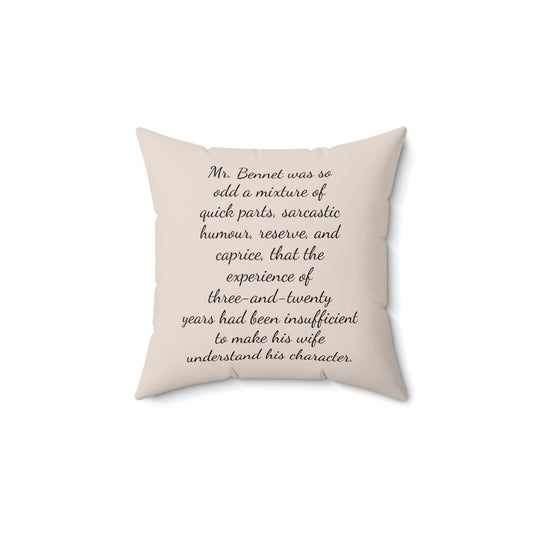 Literary Square Pillow, Pride and Prejudice Regency Quote, Jane Austen Fan Gift, Mr Bennett Family Pillow, Austenite Home Decor