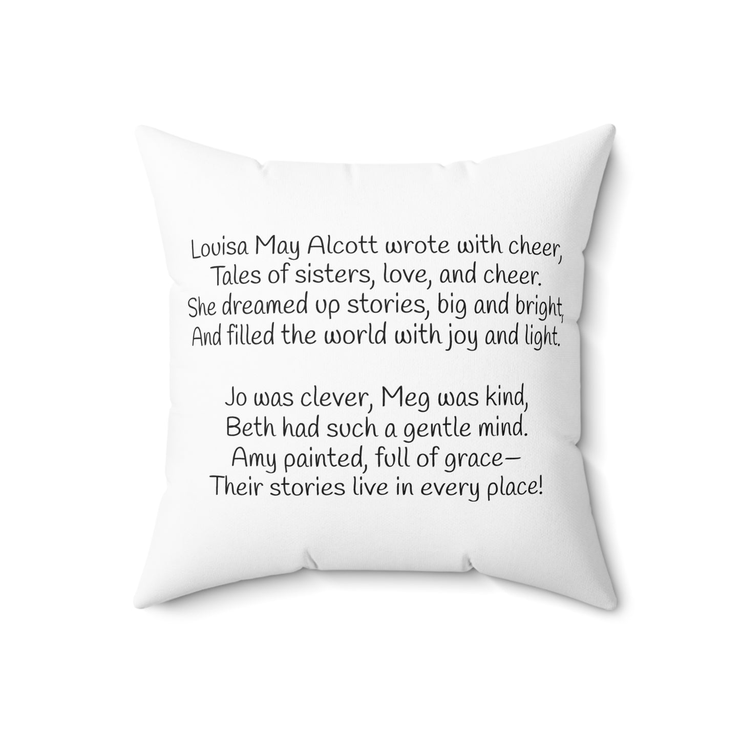 Literary Pillow, Louisa May Alcott, Little Women, Whimsical Home Decor, Book Nook, Library Cushion, Writer Gift, Spun Polyester Square