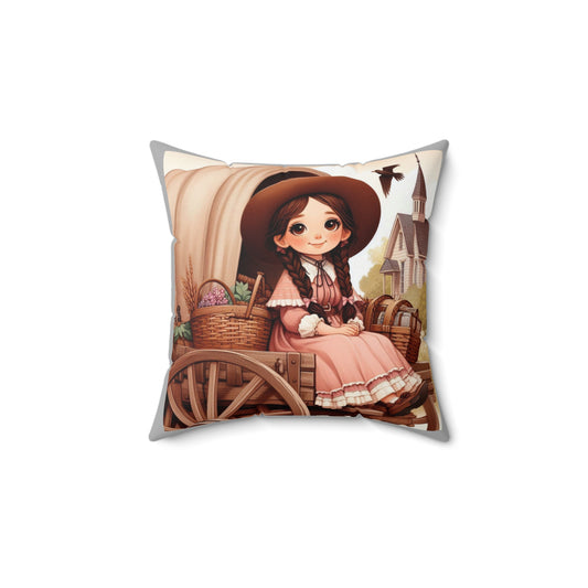 Little House on the Prairie, Laura Ingalls, Wilder, Pioneer, Covered Wagon, Square Pillow, LHOTP, Gift