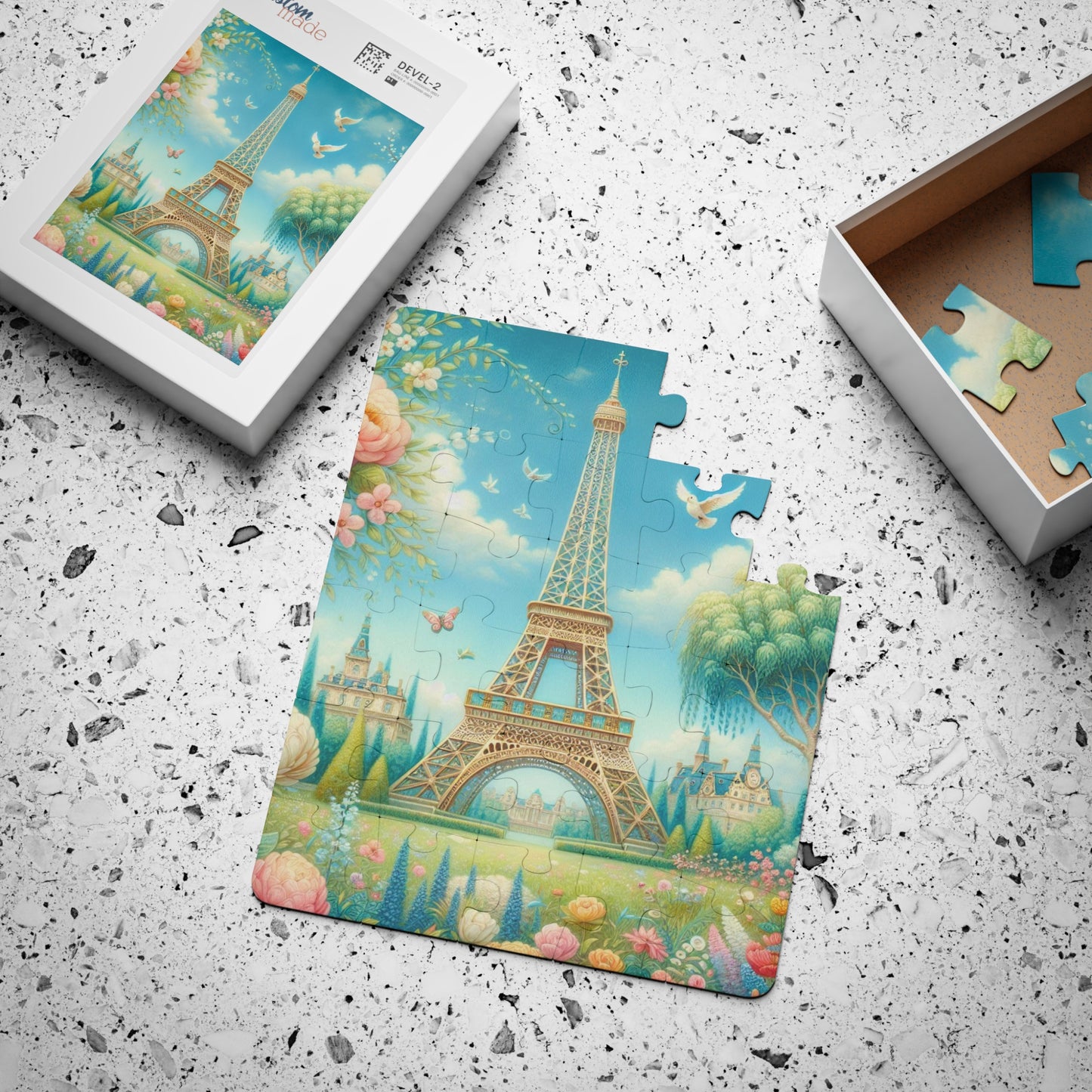 Kids' Parisian Adventure Puzzle, 30-Piece, Colorful Kids Puzzle, Eiffel Tower Theme, Fun Family Activity, Educational Toy, Gift for Children