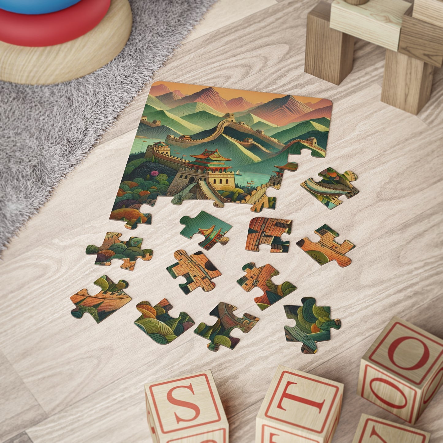 Kids' Puzzle, 30-Piece - Great Wall of China Educational Game for Geography Enthusiasts, Seven Wonders of the World Jigsaw Toy, Fun Learning