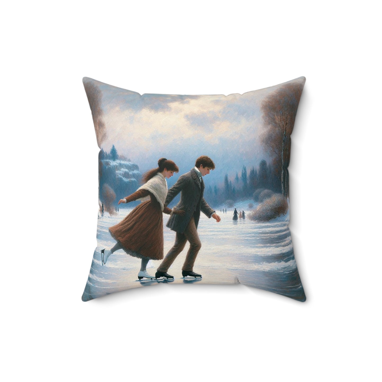 Little Women Literary Square Pillow, Louisa May Alcott Jo Laurie Ice Skating Winter Holiday Cushion, Book Lover Gift, Home