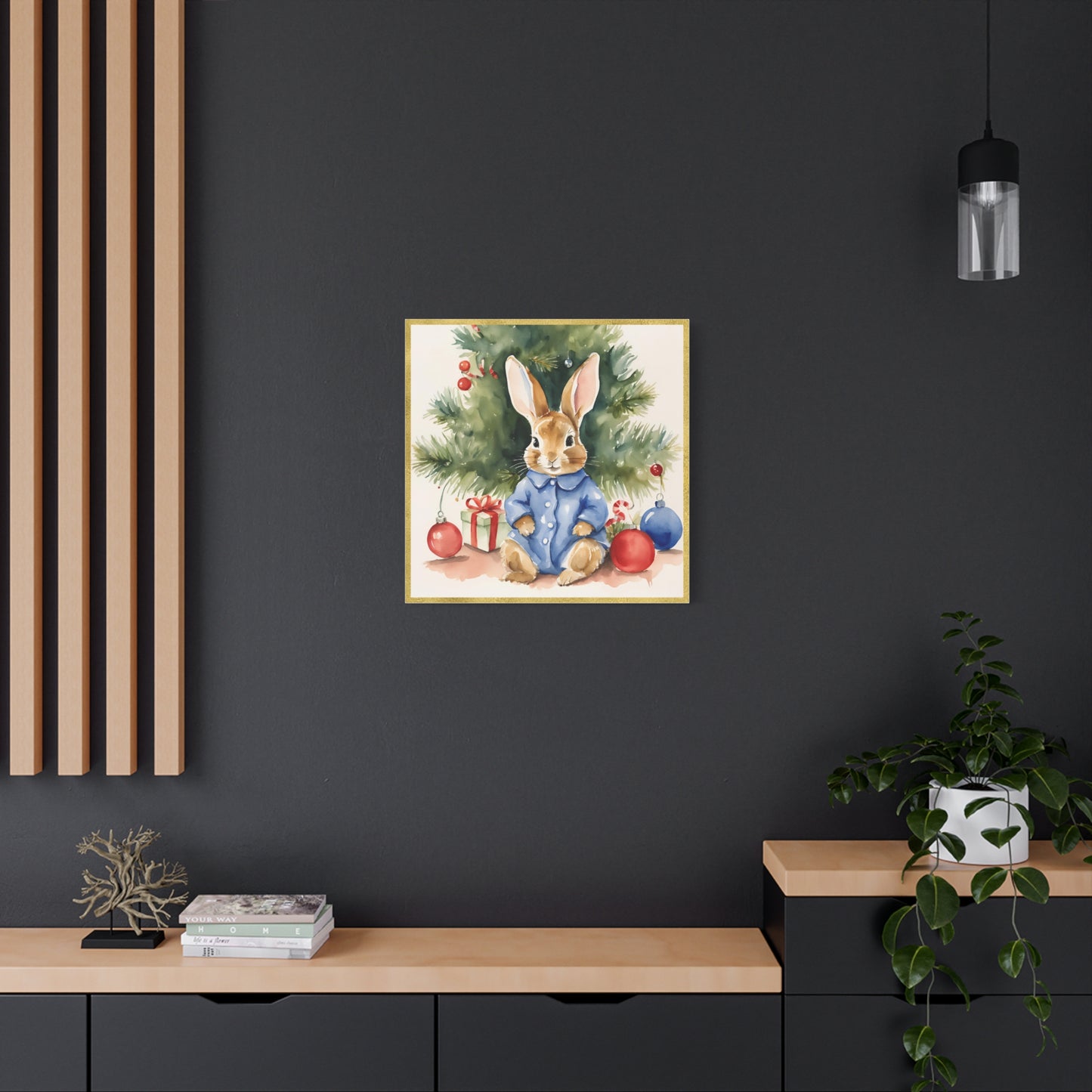 Peter Rabbit Christmas Canvas Print, Beatrix Potter Nursery Decor, Holiday Wall Art, Matte Stretched - Gift for Kids