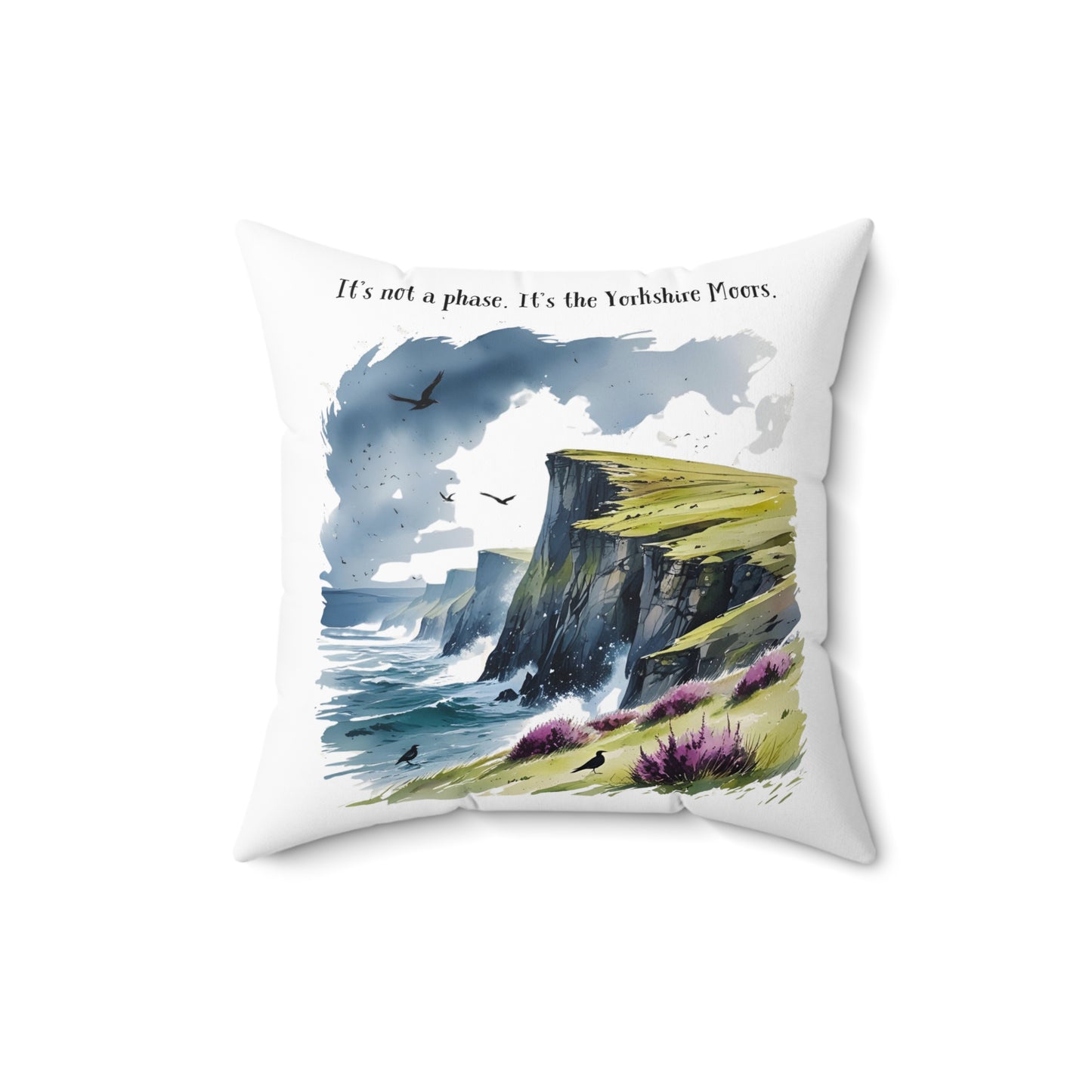 Literary Throw Pillow, Wuthering Heights Cushion, Emily Bronte Home Decor, Romance Lovers Gift, Yorkshire Moors Accent Pillow, Coastal Phase