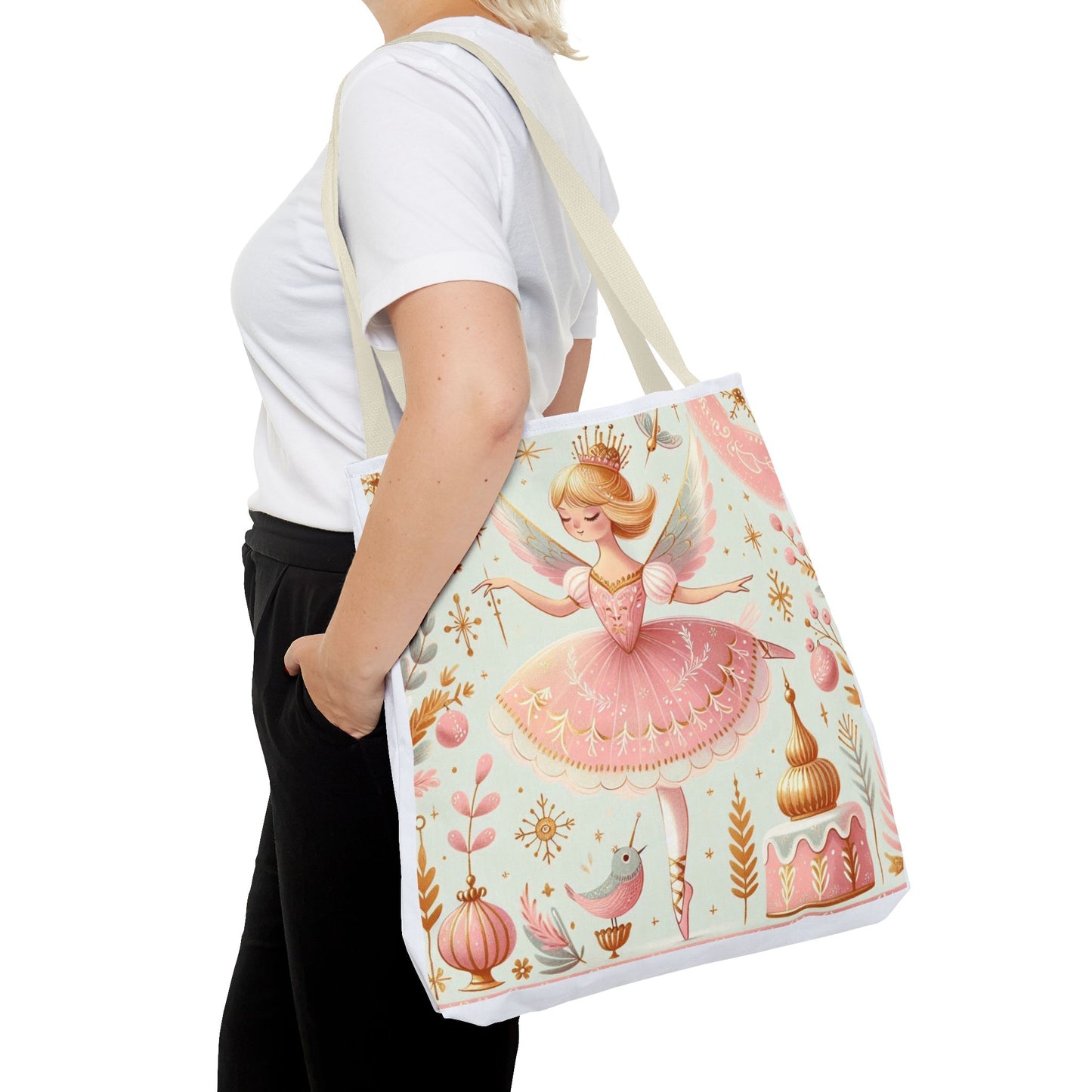 Sugar Plum Fairy Nutcracker Ballet Dance Tote Bag, Dancer, School & Book Bag (AOP)