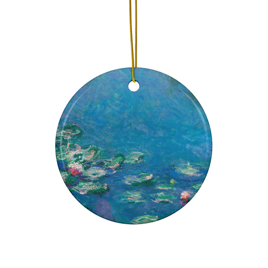 Claude Monet Waterlilies Ceramic Ornaments, Beautiful Holiday Home Decor, Christmas Gift Tag, Art Lovers Festive Decoration, 2-Sided Print,