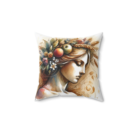 Greek Goddess Demeter Pillow, Olympian Mythology Gift, Cushion, Classical Education Gift, Spun Polyester Square Pillow, Home Decor,