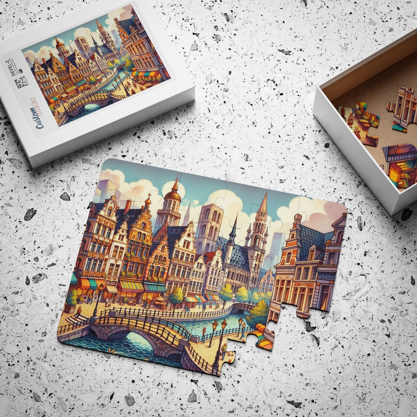 Kids Puzzle, Brussels Belgium Geography Educational Game Gift, 30-Piece. Fun Learning Activity, Travel Theme Toy, Geography Lover Present,